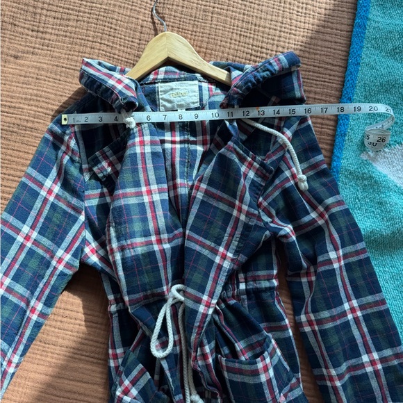 Hei Hei Anthropologie Plaid Flannel Tie Waist Lightweight Anorak Size S - Picture 5 of 12